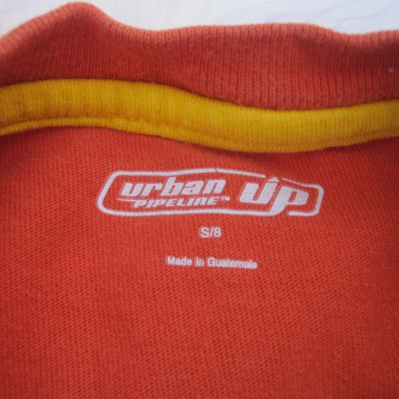 rugby graphic long sleeve orange tee size 8 - Picture 3 of 5